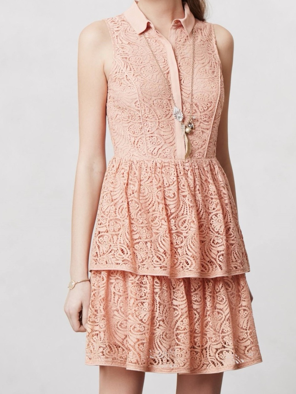 The Addison Story Rose Pink Lace shirt dress